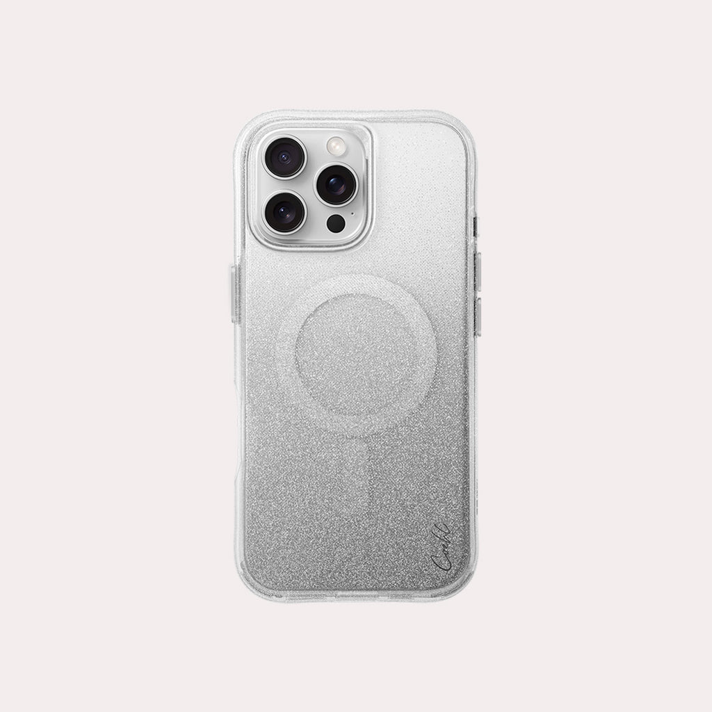 Presenting LUMINO— the iPhone 16 Pro Max case, available in sparkling silver color