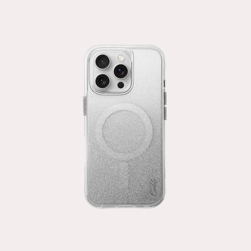 Presenting LUMINO— the iPhone 16 Pro case, available in sparkling silver color